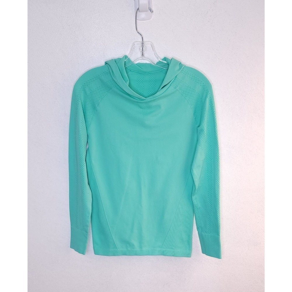 ZYIA ACTIVE PEAK PERFORMANCE Fitted Hoodie Perforated Sleeve Mint Green Size S